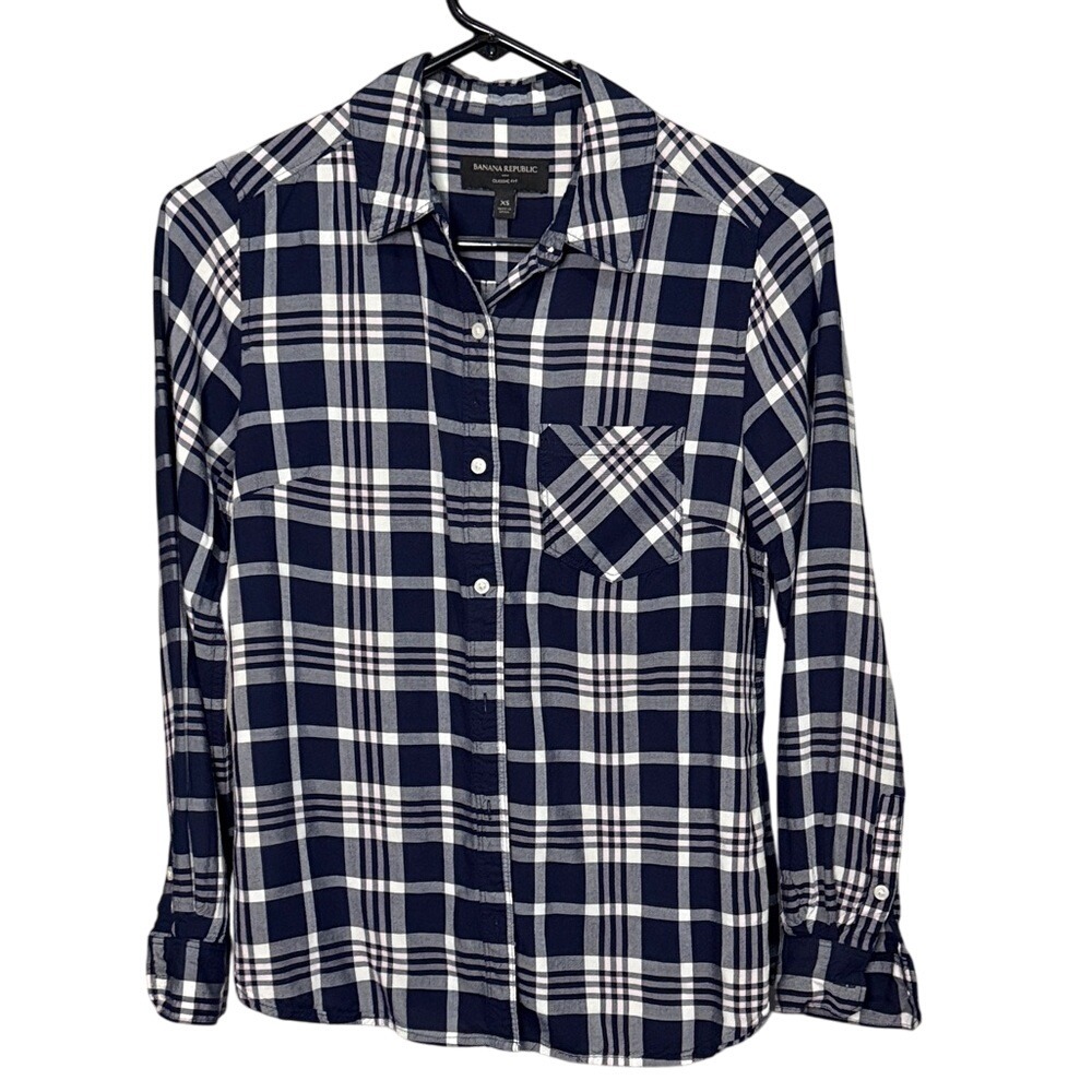 Banana‎ Republic Classic Fit XS Plaid Button Down Shirt Long Sleeve